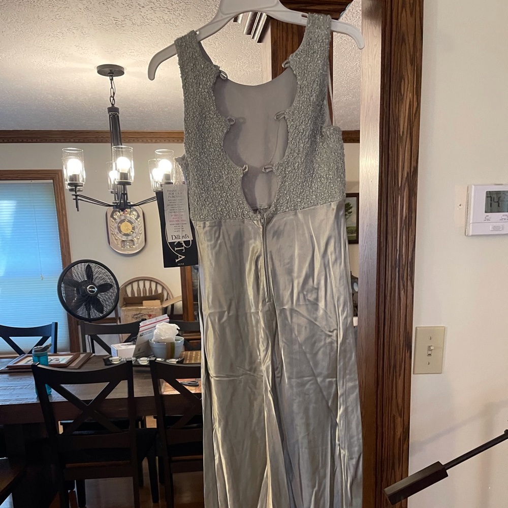 Vintage silver silky long dress!